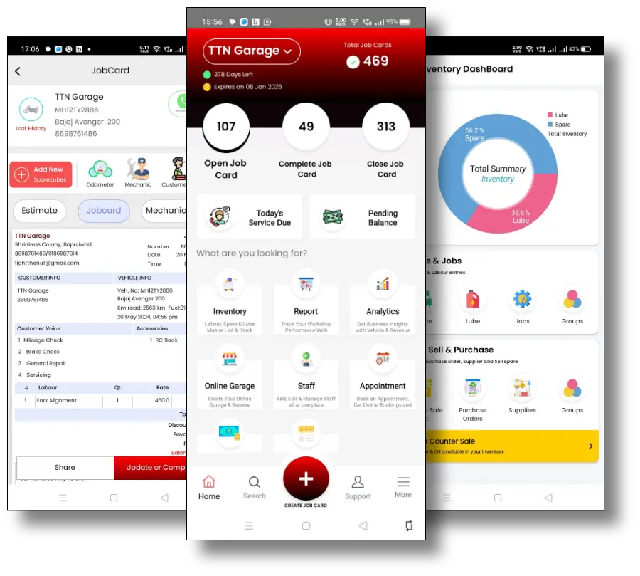 TTN Garage service reminders on mobile and web app